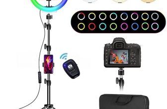 Aro De Luz con Tripode Alto, DEEFSOUL Anillo De Luz LED 10.2'' para Movil con 35 Modos RGB, 3 Efectos de Iluminación y 10 Brillo Ajustable, Se Pueden Usar para Disparos TikTok/Twich Live