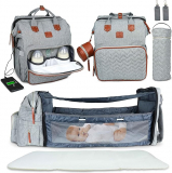 Bolso para Carrito de Bebé Mochila de Pañales con Cuna Extensible